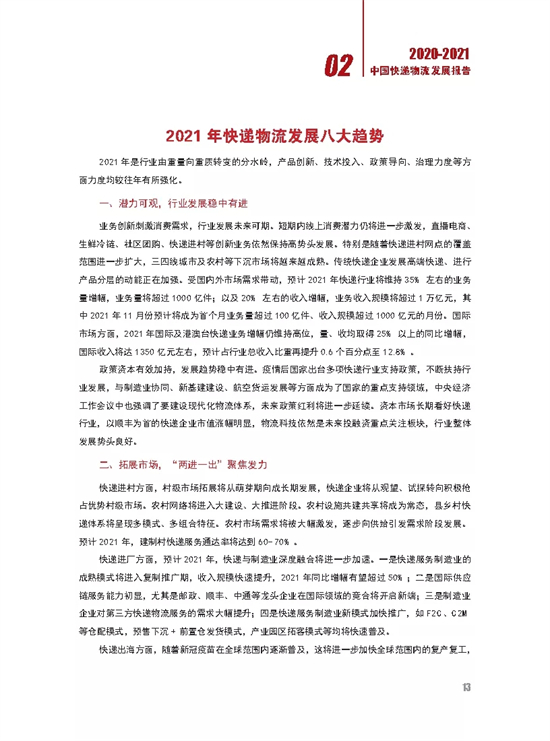 【深度】2020-2021中国快递物流发展报告